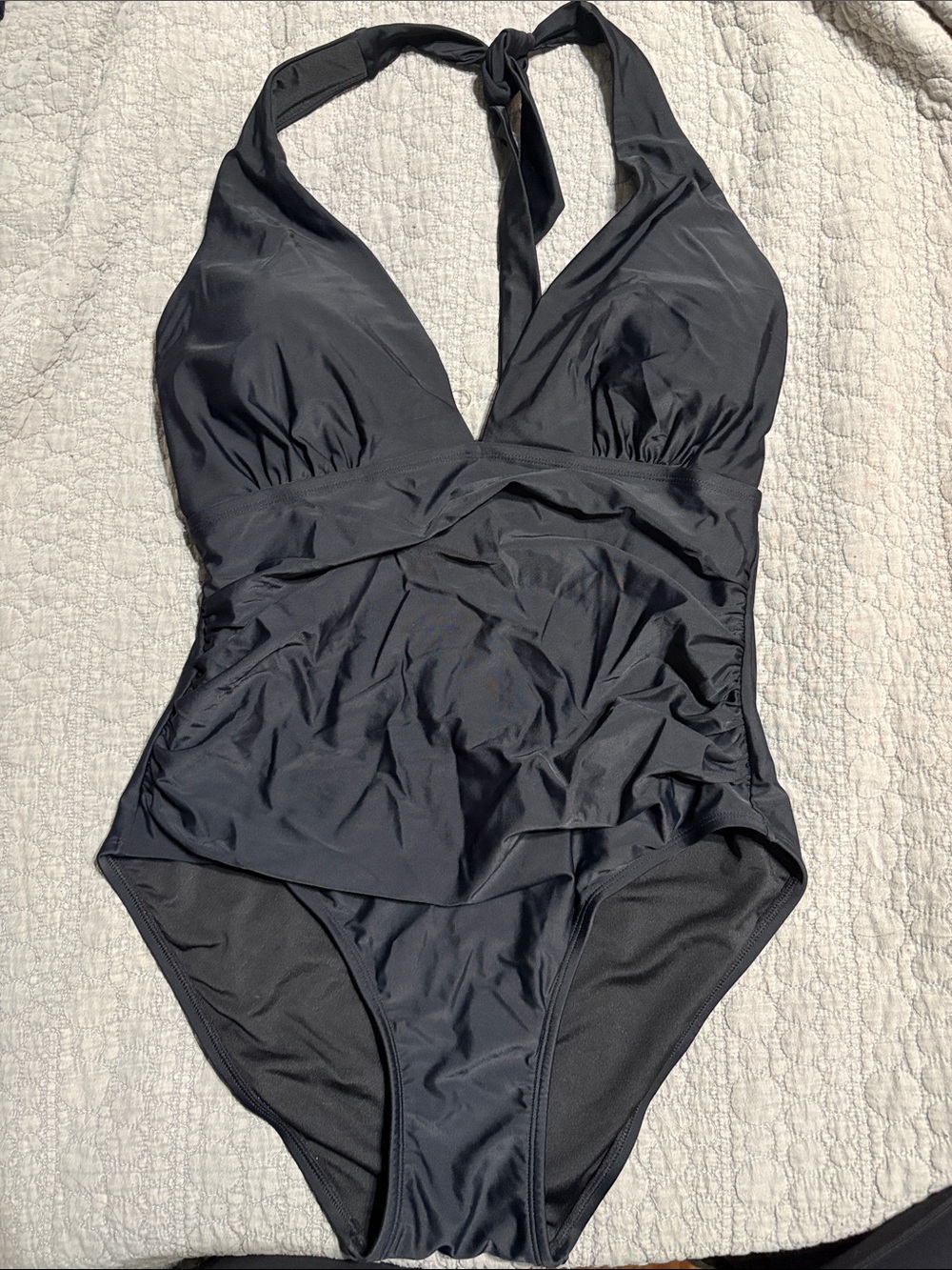 DKNY Black Halter One-Piece Swimsuit - Picture 1 of 3